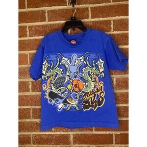 Rudeboyz Boys Tshirt Skate Dragon 90s Blue Medium